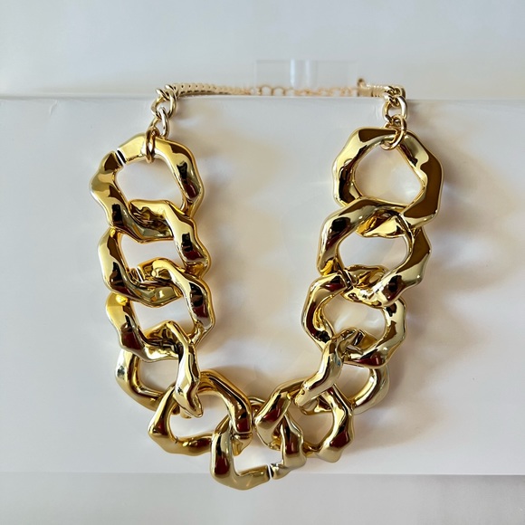Chunky Gold Chain Necklace Statement Curb Link Choker - Picture 3 of 3